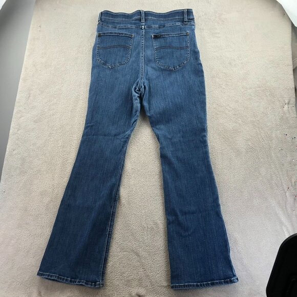 Lee Womens Jeans Size 14 Medium Wash Bootcut Leg Blue Denim Classic Casual - Picture 12 of 12